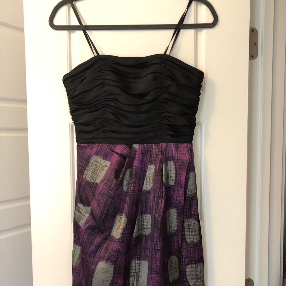 Max and Cleo Strapless black and purple dress